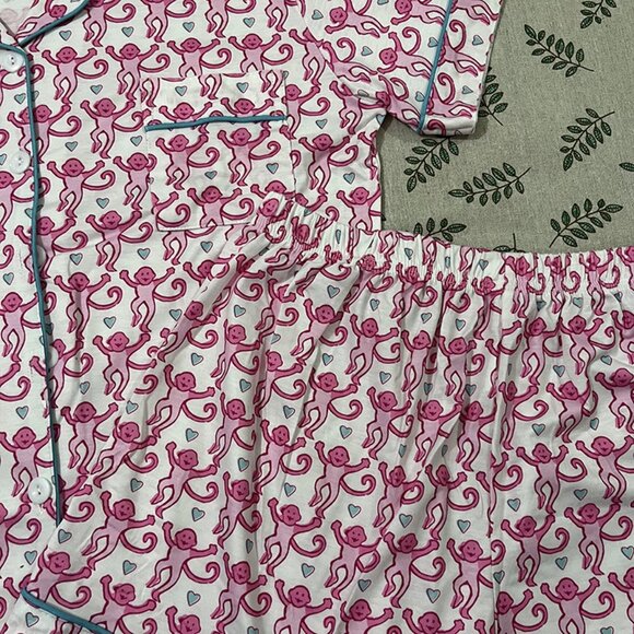 Roller Rabbit Pink Monkey Pajama Set - Picture 3 of 8